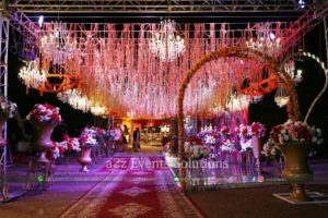 grand wedding entrance, imported and fresh flowers decor