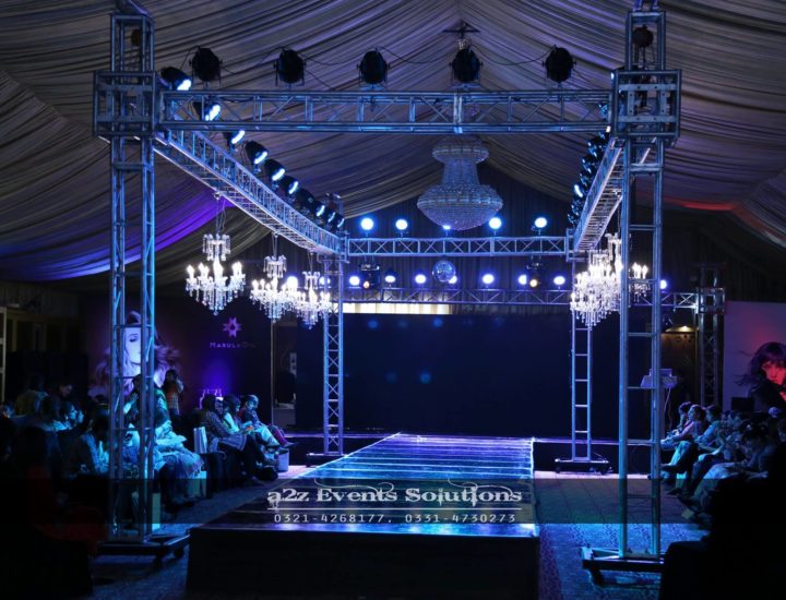 grand setup, best caterers in lahore, product launching , hair product, truss system, truss lighting