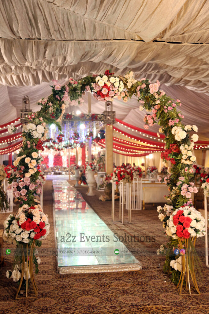 imported flowers decor, floral arch