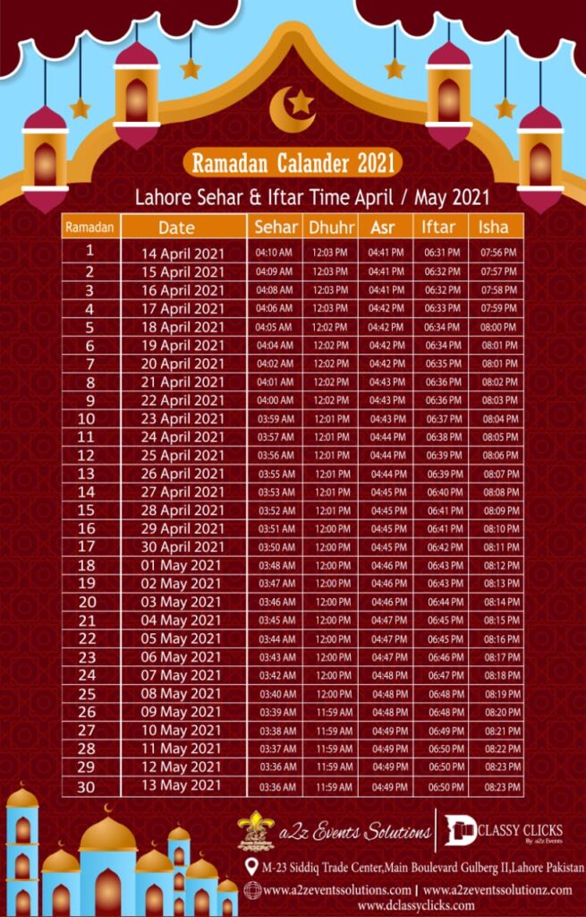 Ramadan Calendar 2023 Pakistan Lahore 2023 Top Latest List of Seaside 