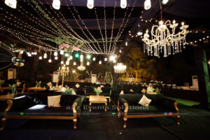 grand wedding setup, fairy lights decor
