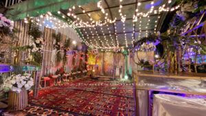 entrance decor, fairy lights