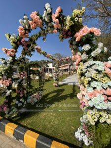 floral arch, wedding designing
