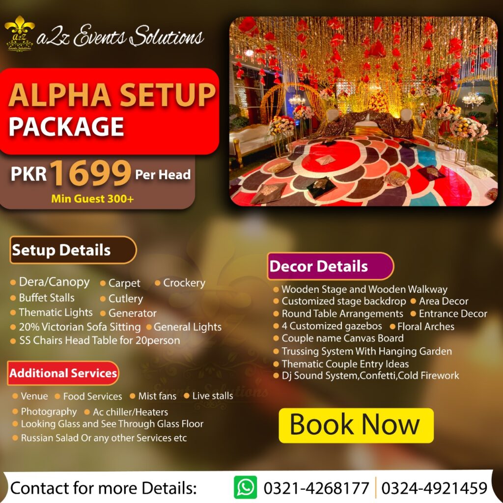 wedding packages without food, wedding decor packages , wedding setup with decor