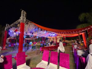 thematic draping, open air setup