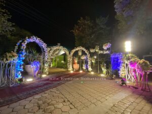 floral arches, walima entrance